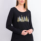 Camisa gráfica feminina Karen Scott Sparkle Holiday, preta, tamanho grande