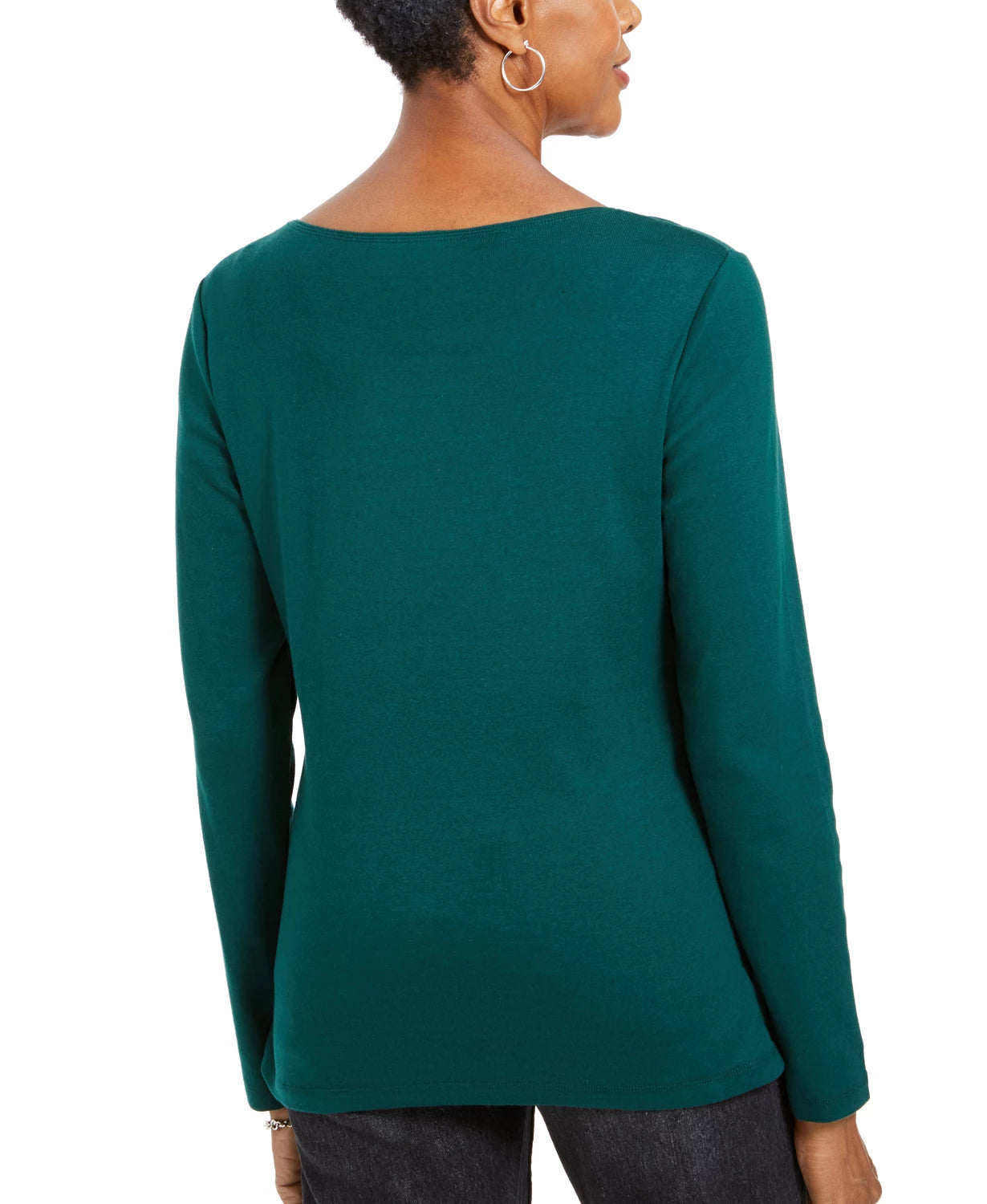 Camisa gráfica Sparkle Holiday feminina Karen Scott, verde, tamanho médio