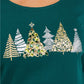 Camisa gráfica Sparkle Holiday feminina Karen Scott, verde, tamanho médio