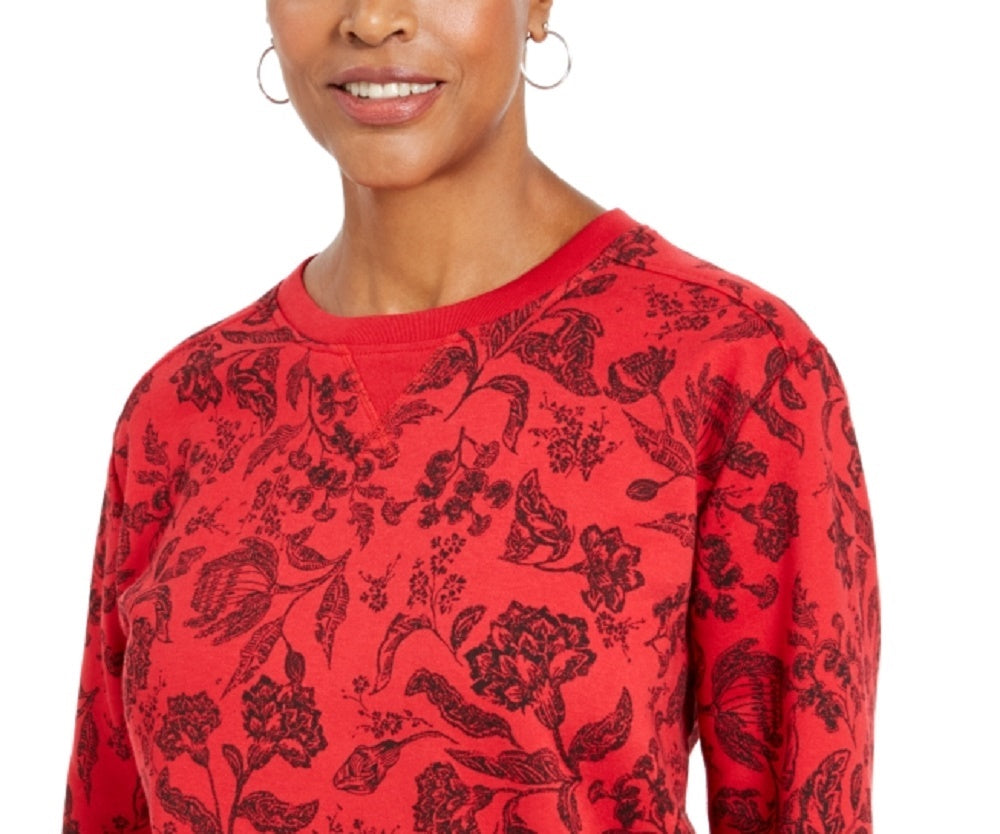 Moletom feminino esportivo Karen Scott com estampa crepuscular, vermelho, tamanho X-S