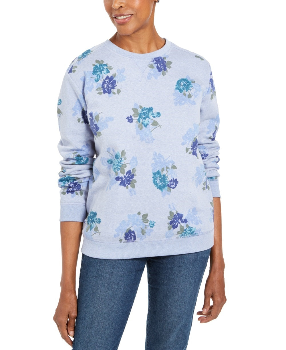 Moletom feminino Karen Scott com estampa floral azul tamanho pequeno