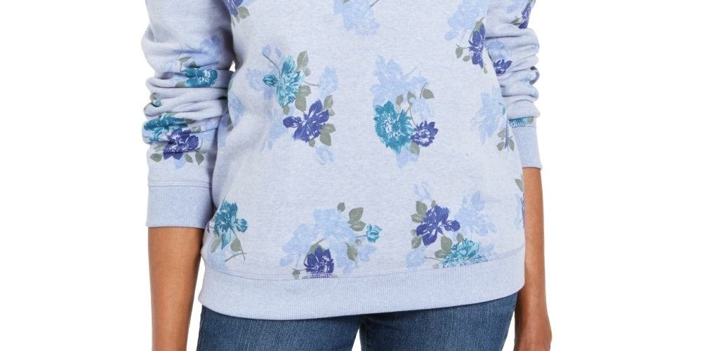 Moletom feminino Karen Scott com estampa floral azul tamanho pequeno