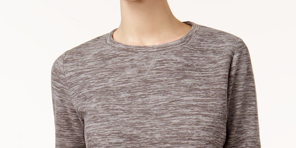 Karen Scott Sport Space-Dye Microfleece Top Feminino Azul Tamanho Extra Grande