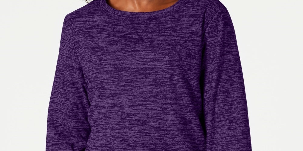 Karen Scott Sport Space-Dye Microfleece Top Feminino Roxo Tamanho P