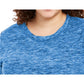 Karen Scott Blusa de microfibra mesclada feminina, azul marinho, tamanho 1X