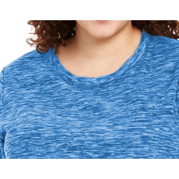 Karen Scott Blusa de microfibra mesclada feminina, azul marinho, tamanho 1X