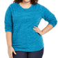 Karen Scott Plus Marled Microfleece Top Feminino Azul Tamanho 0X