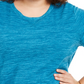 Karen Scott Plus Marled Microfleece Top Feminino Azul Tamanho 0X