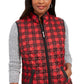 Colete esportivo feminino Karen Scott xadrez puffer vermelho brilhante tamanho XS