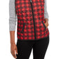 Colete esportivo feminino Karen Scott xadrez puffer vermelho brilhante tamanho XS