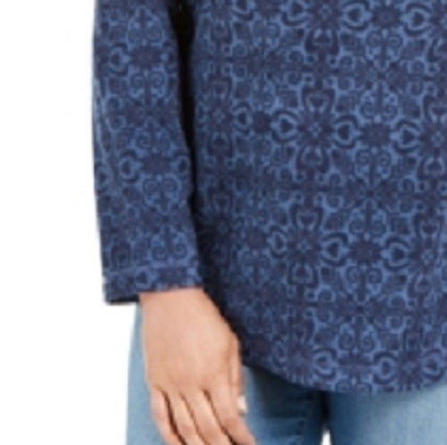 Karen Scott Camiseta Feminina Esportiva Estampada Microfleece Azul Tamanho XS