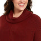 Suéter túnica feminino estilo &amp; co com gola alta e nervuras em ponto misto, vinho, tamanho extrapequeno