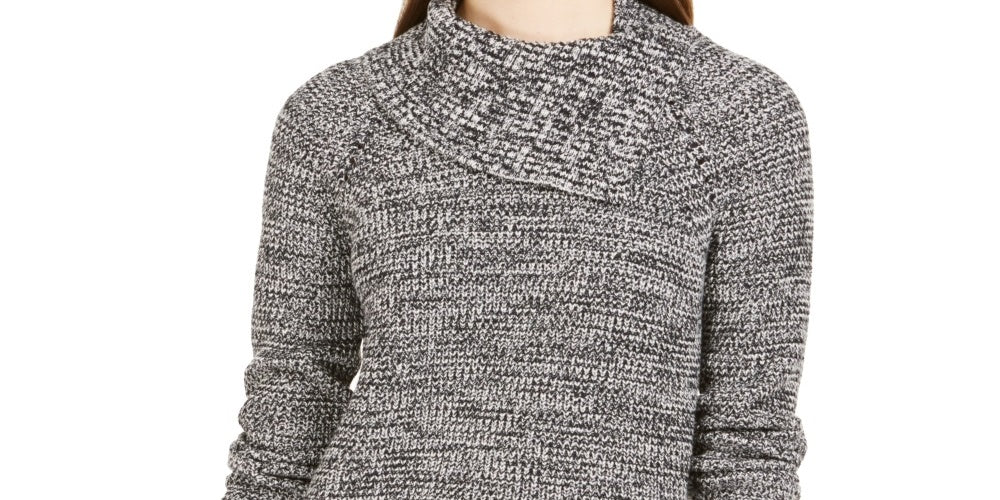 Suéter feminino estilo &amp; co, pulôver de malha pointelle, preto, tamanho médio