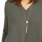 Suéter túnica feminino com decote em V estilo &amp; co, verde, tamanho X-S