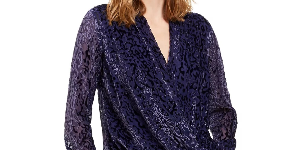 Blusa feminina Alfani Burnout estampada, tamanho médio, roxa