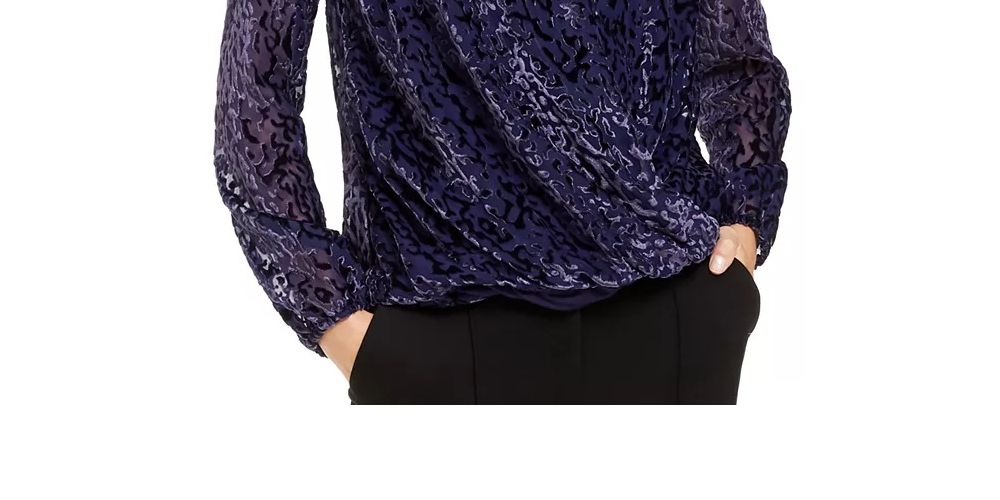 Blusa feminina Alfani Burnout estampada, tamanho médio, roxa