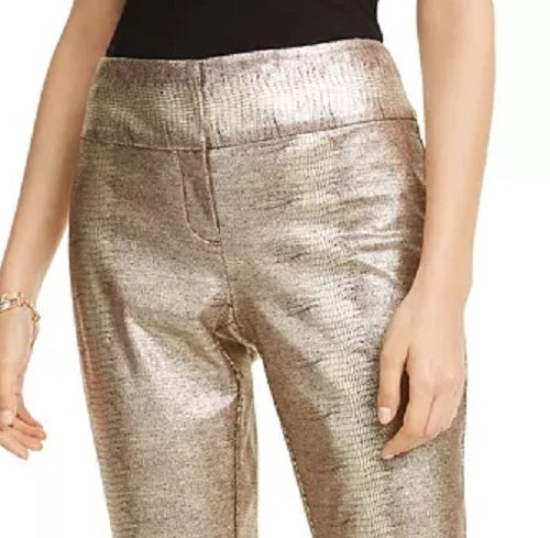 Calça feminina Alfani Tummy-Control com estampa de píton metálica, marrom, tamanho 6