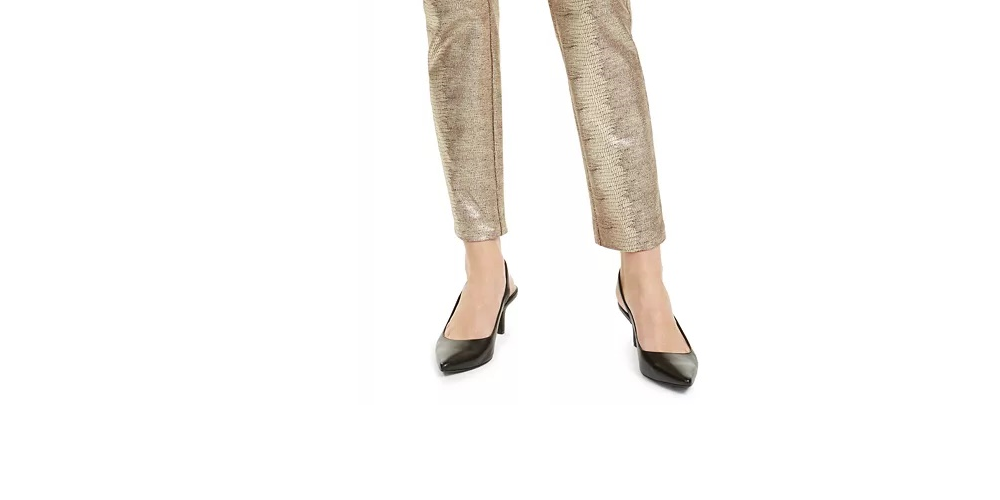 Calça feminina Alfani Tummy-Control com estampa de píton metálica, marrom, tamanho 6
