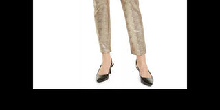 Calça feminina Alfani Tummy-Control com estampa de píton metálica, marrom, tamanho 6