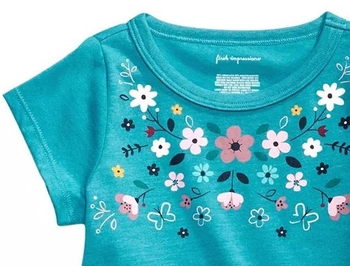 Túnica de algodão com estampa floral First Impressions para bebê menina, azul, tamanho 24 meses