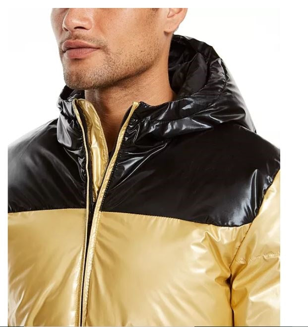 Casaco acolchoado com capuz Alfani masculino, amarelo, tamanho X-G