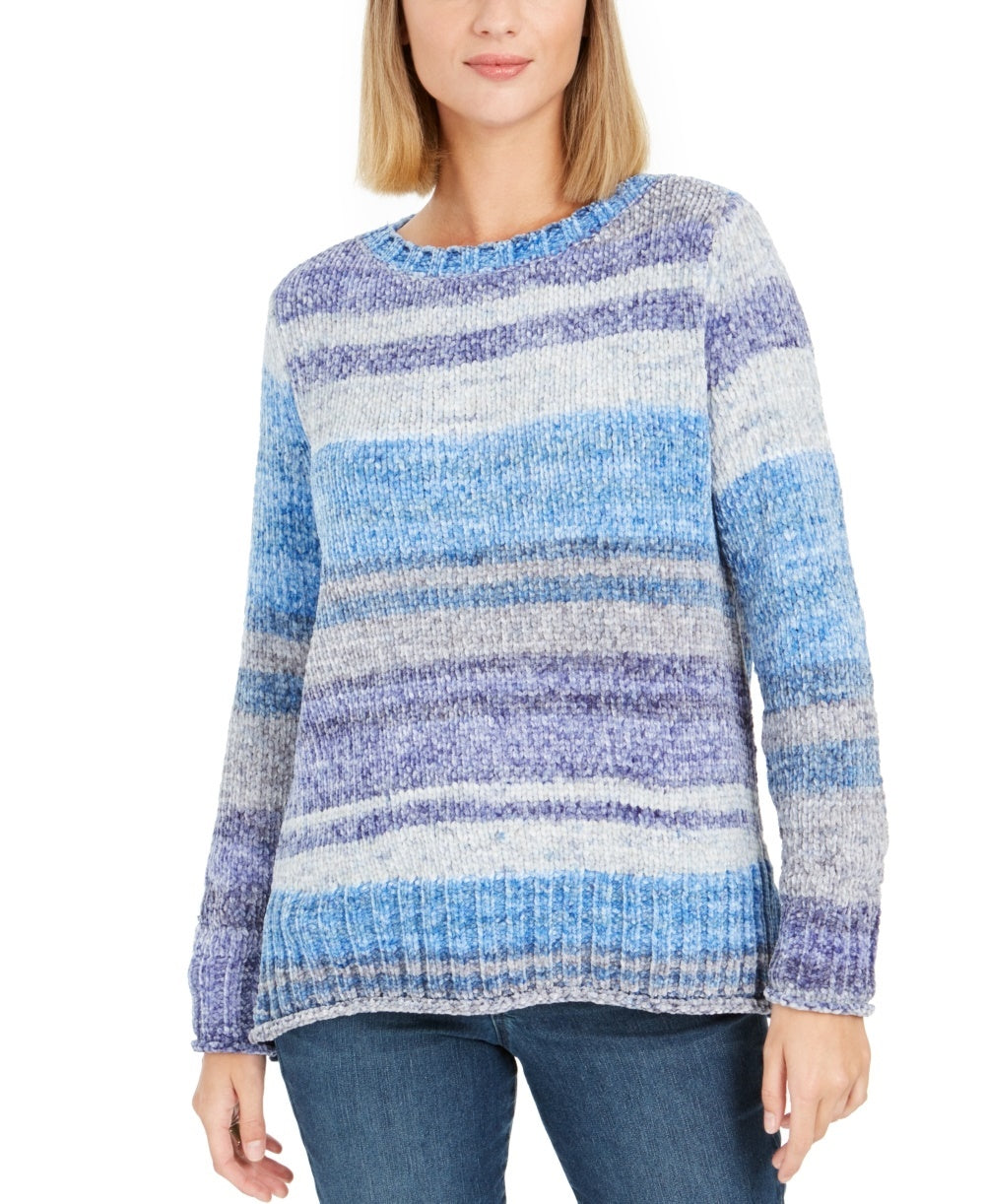 Suéter Feminino em Chenille com Tintura Espacial Estilo &amp; Co Azul Marinho Tamanho XX-Grande