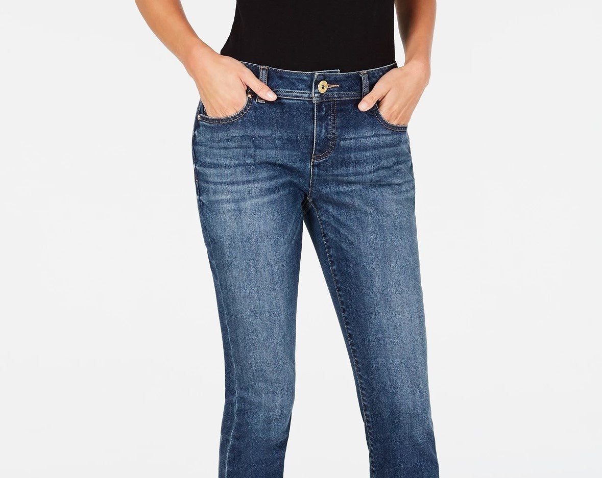 Calça jeans skinny feminina Petite Tummy-Control da INC International Concepts, azul, tamanho 10 P