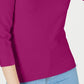 Suéter feminino Maison Jules com gola redonda e manga 3/4, rosa, tamanho pequeno