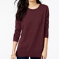 Suéter feminino Maison Jules com gola redonda e manga 3/4, vinho, tamanho médio