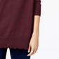Suéter feminino Maison Jules com gola redonda e manga 3/4, vinho, tamanho médio