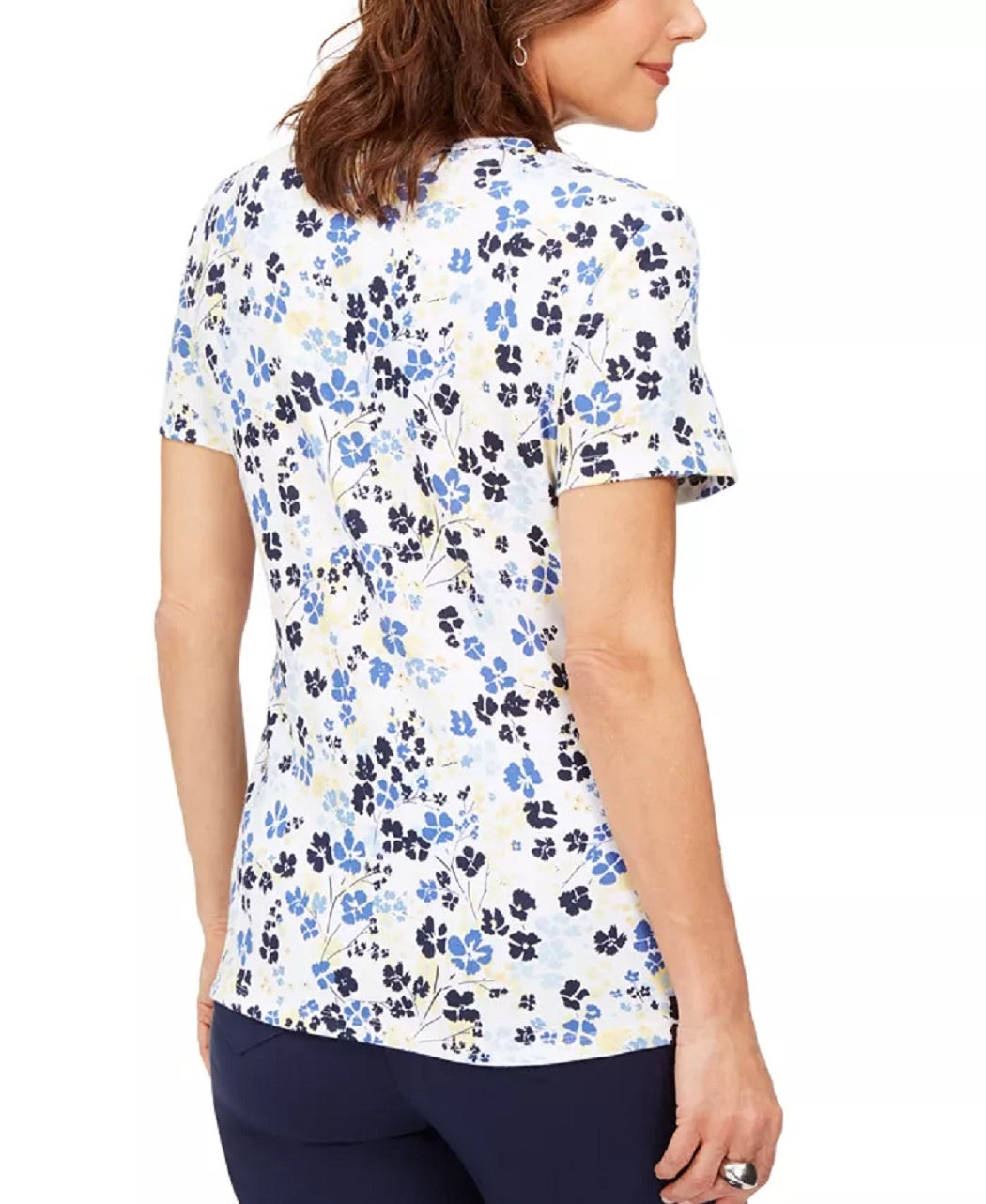 Karen Scott Top Henley Estampado Feminino Amarelo Tamanho X-S