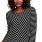 Karen Scott Blusa Listrada Feminina Gola V Preta Tamanho Médio