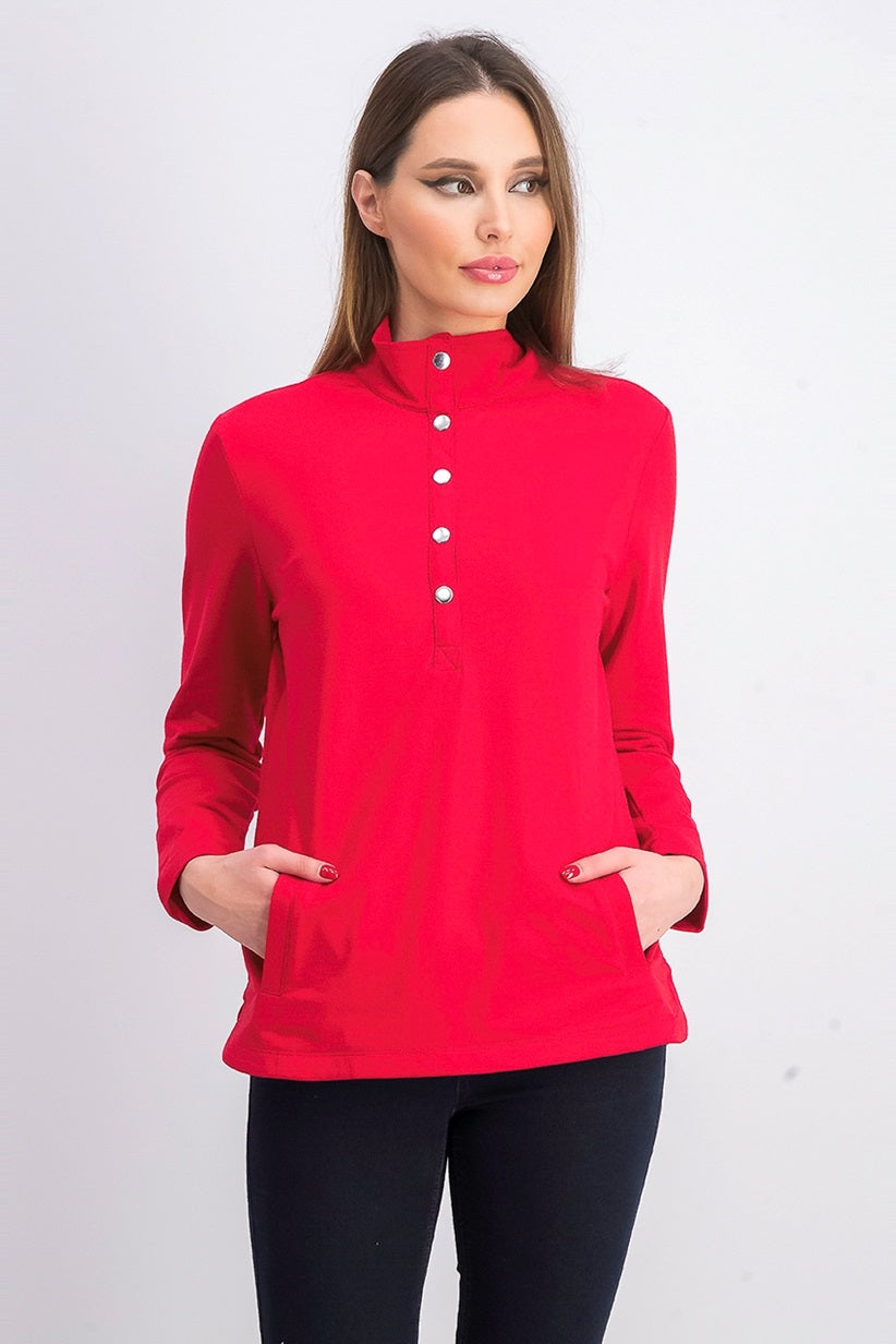 Karen Scott Sport Top Feminino Gola Alta com Bainha Ventilada Vermelho Brilhante Tamanho P