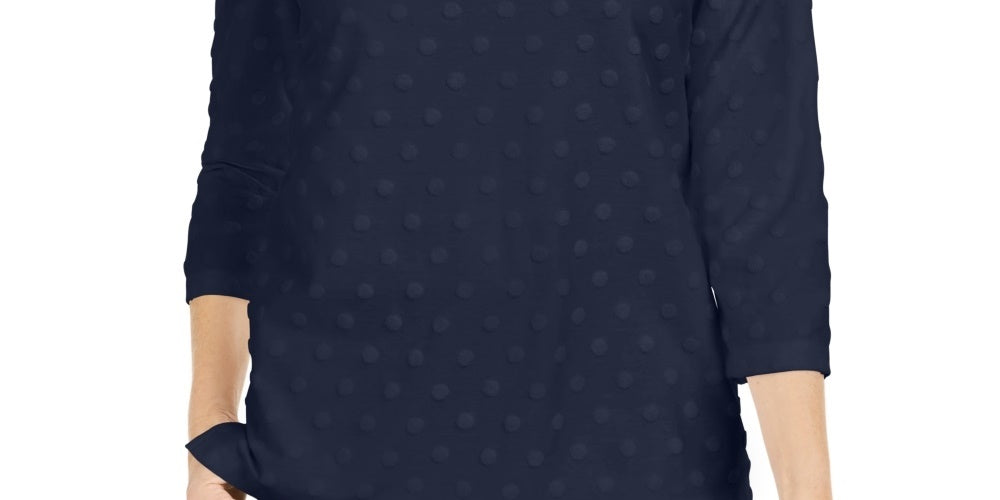 Karen Scott Sport Texturizado com Bolinhas Manga 3/4 Feminino Azul Tamanho Médio