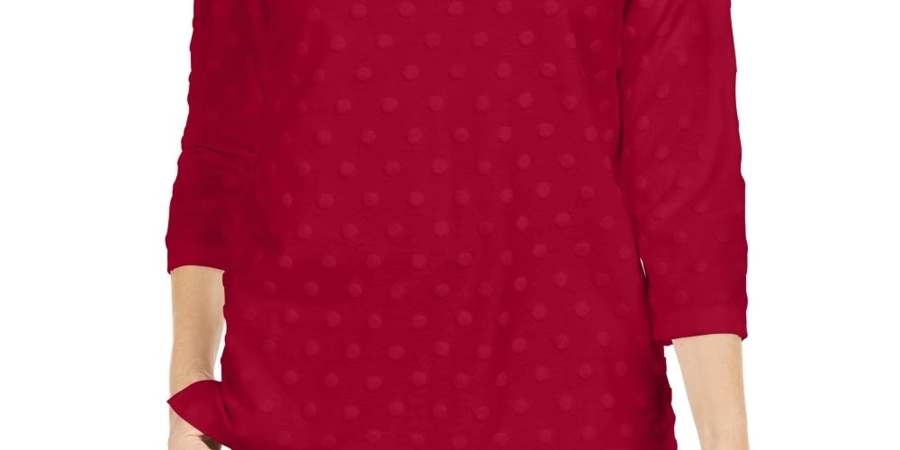 Moletom feminino Karen Scott com estampa de bolinhas, vermelho, tamanho pequeno, médio