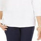 Moletom feminino Karen Scott com estampa de bolinhas, branco, tamanho pequeno, médio