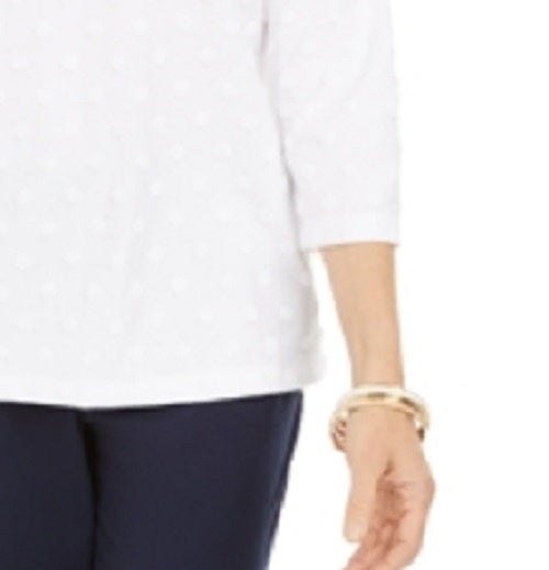 Moletom feminino Karen Scott com estampa de bolinhas, branco, tamanho pequeno e pequeno