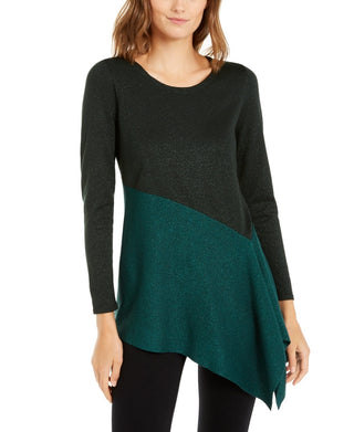 Blusa Alfani Feminina Assimétrica Colorblocked Shimmer Verde Tamanho XX-G