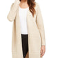 Cardigan feminino Alfani metálico com frente aberta, bege, tamanho extragrande