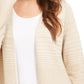 Cardigan feminino Alfani metálico com frente aberta, bege, tamanho extragrande