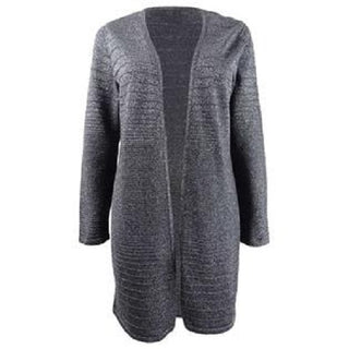 Cardigan feminino Alfani metálico com abertura frontal, cinza, tamanho grande
