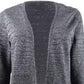 Cardigan feminino Alfani metálico com abertura frontal, cinza, tamanho grande