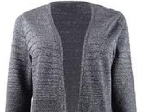 Cardigan feminino Alfani metálico com abertura frontal, cinza, tamanho grande