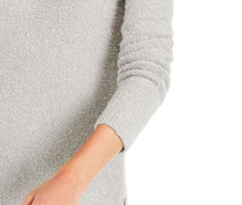 Suéter feminino Alfani com gola alta e bouclé, cinza, tamanho médio