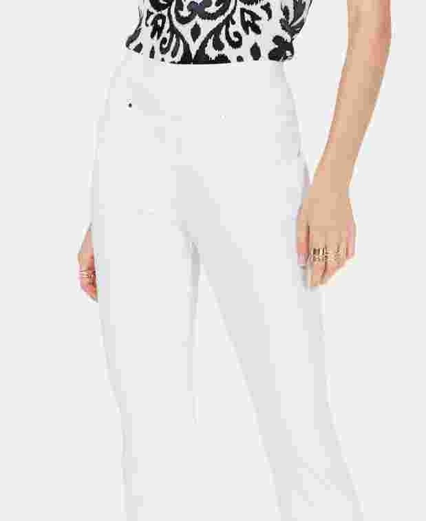 Calça skinny cropped feminina INC International Concepts, branca, tamanho 16