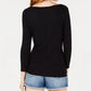 Blusa feminina Bar III com amarração na barra, preta, tamanho médio