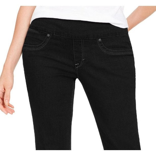 Jeans feminino estilo &amp; co Ella Pull On Bootcut preto tamanho X-S