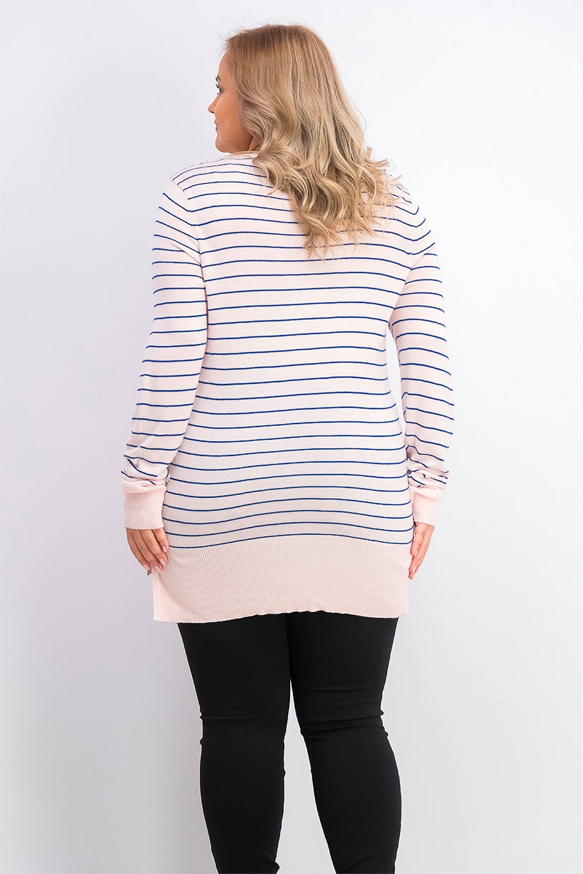 Suéter feminino listrado skinny Maison Jules, rosa, tamanho X-S