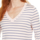 Suéter feminino listrado skinny Maison Jules, rosa, tamanho XX-G