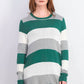 Suéter listrado feminino Maison Jules, verde, tamanho médio